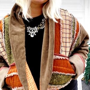 Handmade Quilt Jacket Colorful Fall Patchwork Teddy Jacket